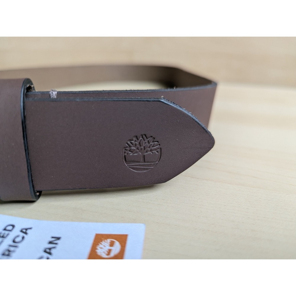 Timberland Brown Leather NWT Dust Bag Made In USA Belt Sz 32 - Picture 5 of 8